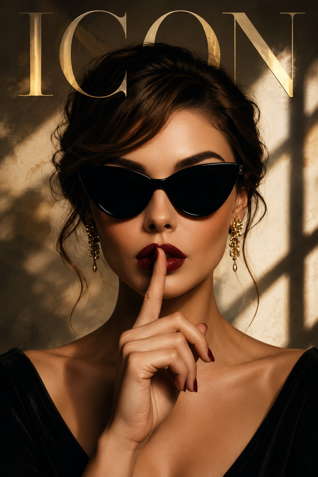 Vogue Fashion editorial featuring an elegant woman in a black dress and wide-brim hat